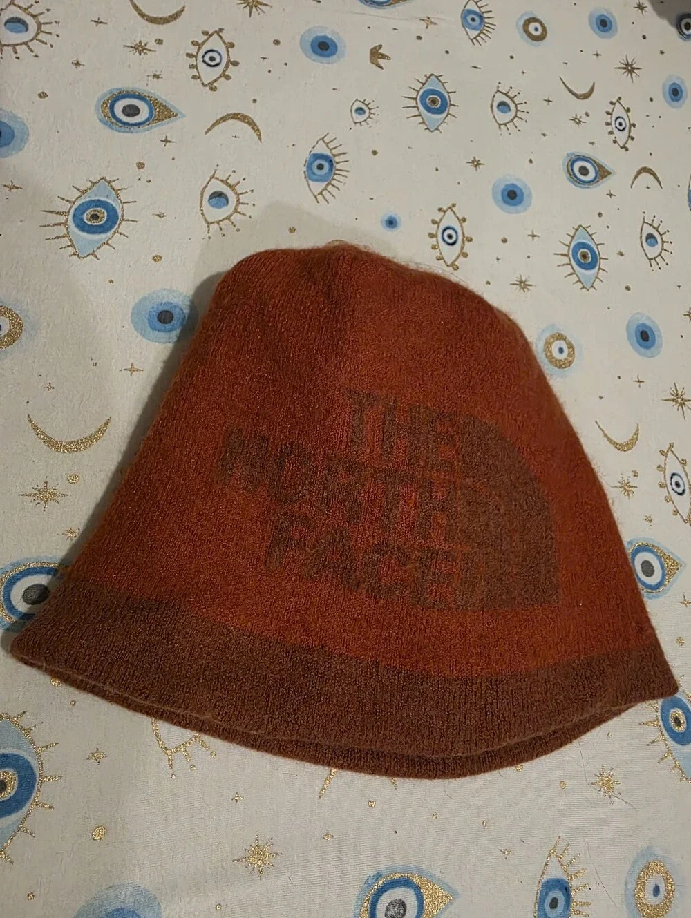 The North Face Rust Orange Knit Beanie with Subtle Logo